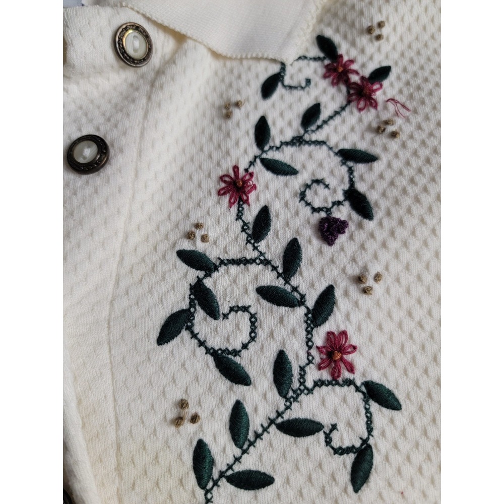 Jantzen Classics White Floral Shirt Top Long Sleeve XXL Or More Plus - Picture 3 of 5
